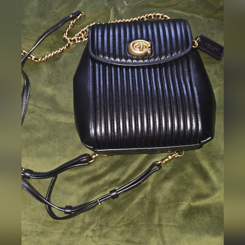 Coach Black Quilted Leather Crossbody with Gold Hardware